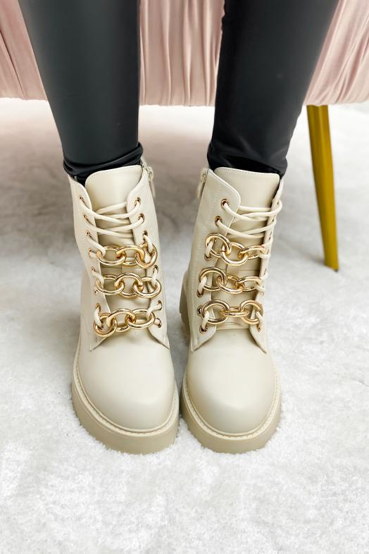 Bottines Femme Maillons Beige