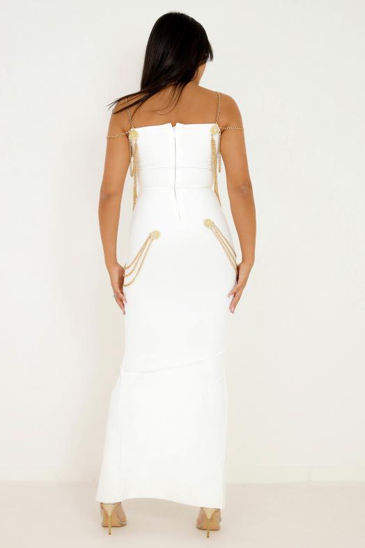 Robe de Soirée à Chaînes Femme Blanc