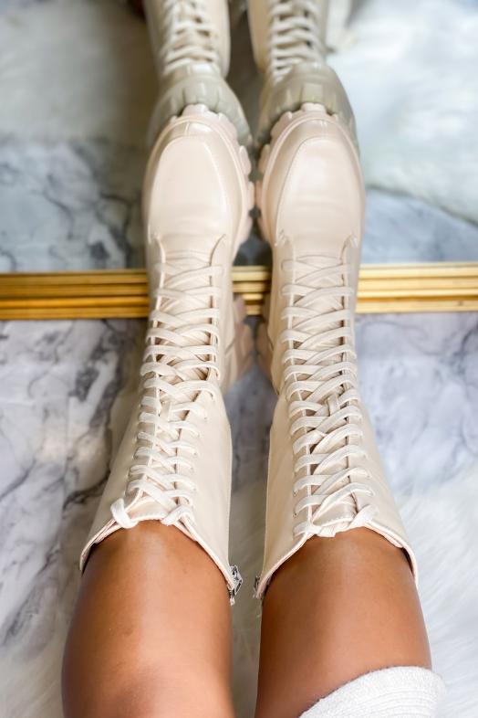 Bottes Poches Femme Beige