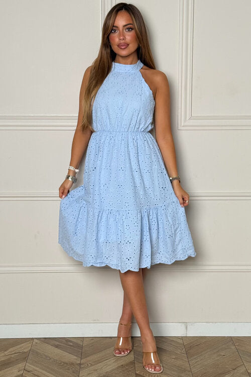 Robe Col Mao Broderie Anglaise Femme