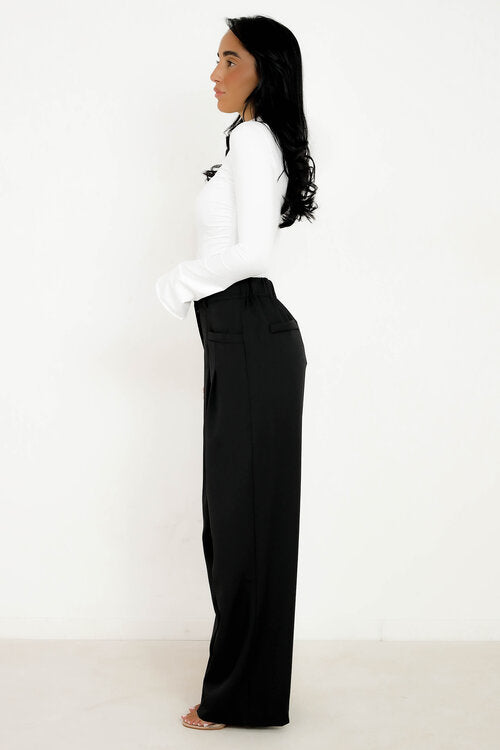 Pantalon à Pinces Poches Droites Femme
