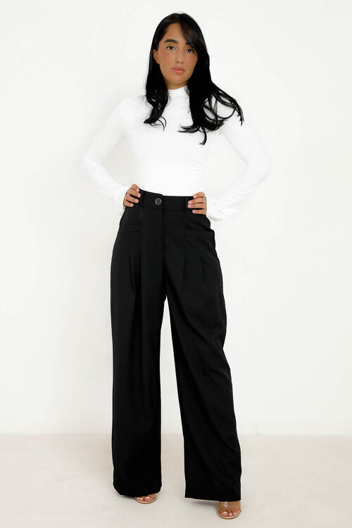 Pantalon à Pinces Poches Droites Femme