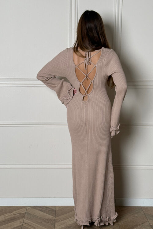 Robe Evasée Dos Nu à Laçages Femme