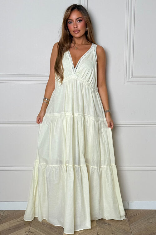 Robe Longue Bohème Col V Femme