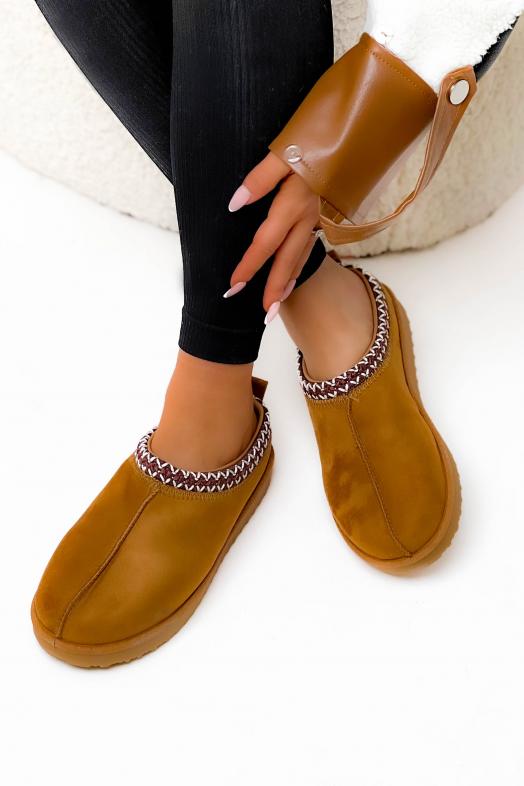 Chaussons Boot´s Surpiqures Femme Camel