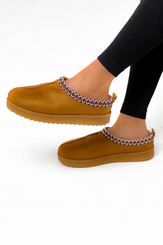 Chaussons Boot´s Surpiqures Femme Camel