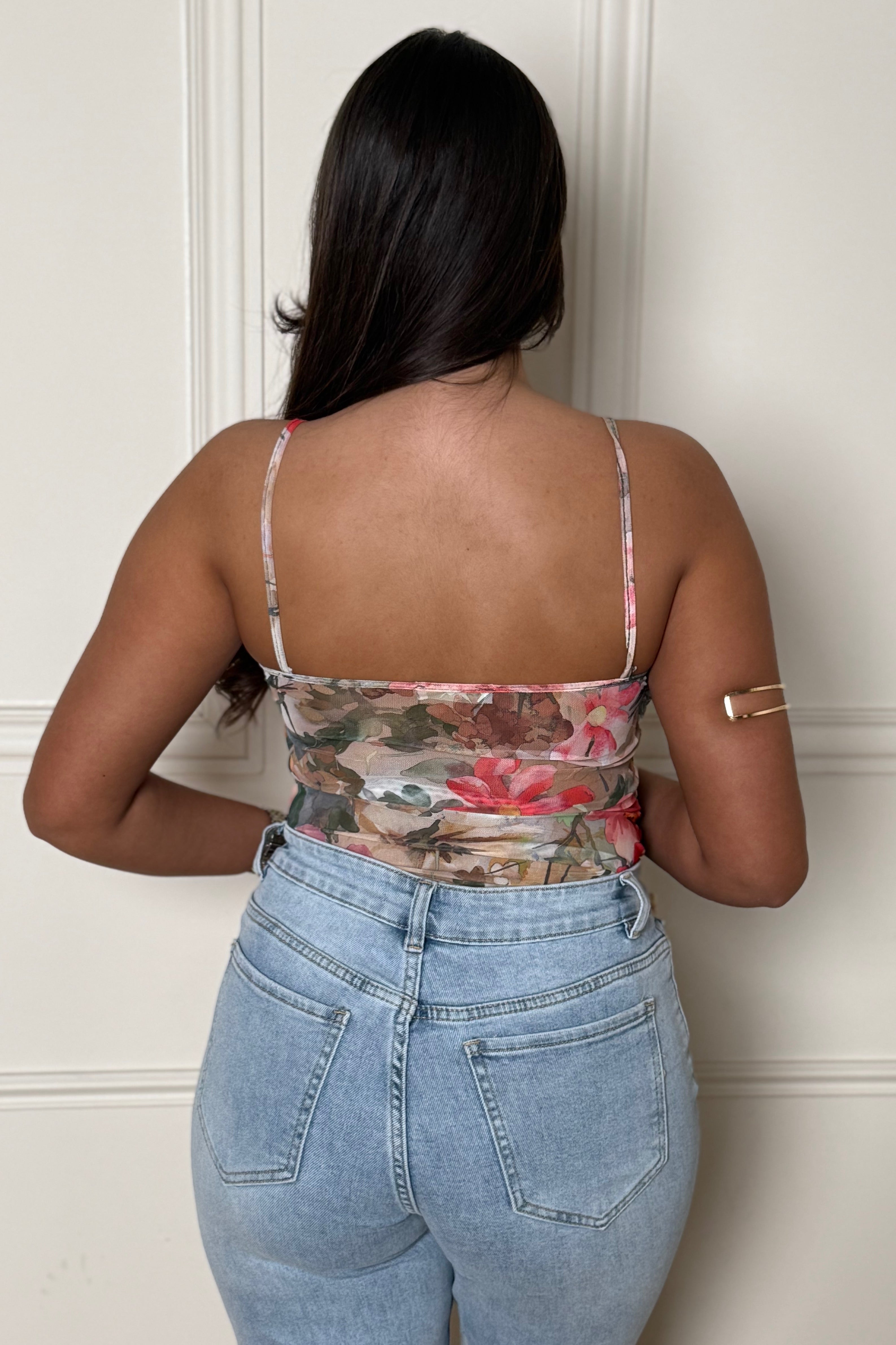 Body Femme Tulle Imprimé Fleurs Délicat - Style Romantique Féminin