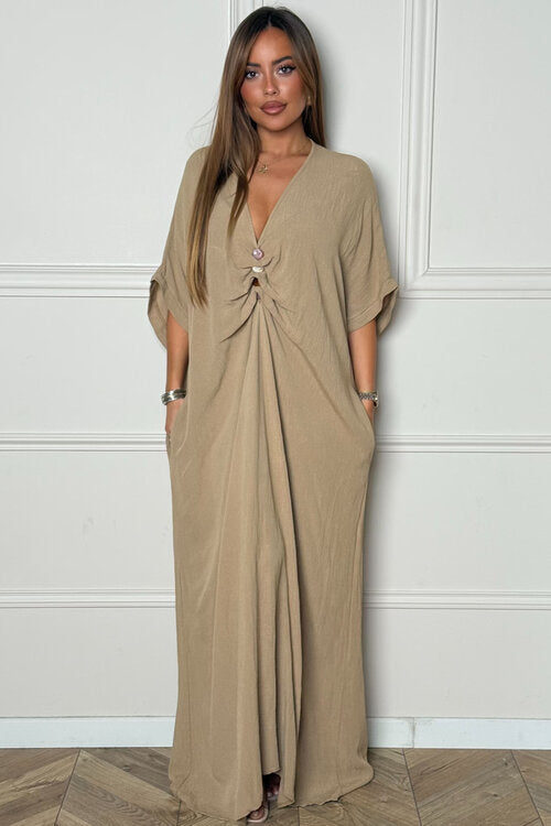 Robe Ample Col V + Pierres Femme
