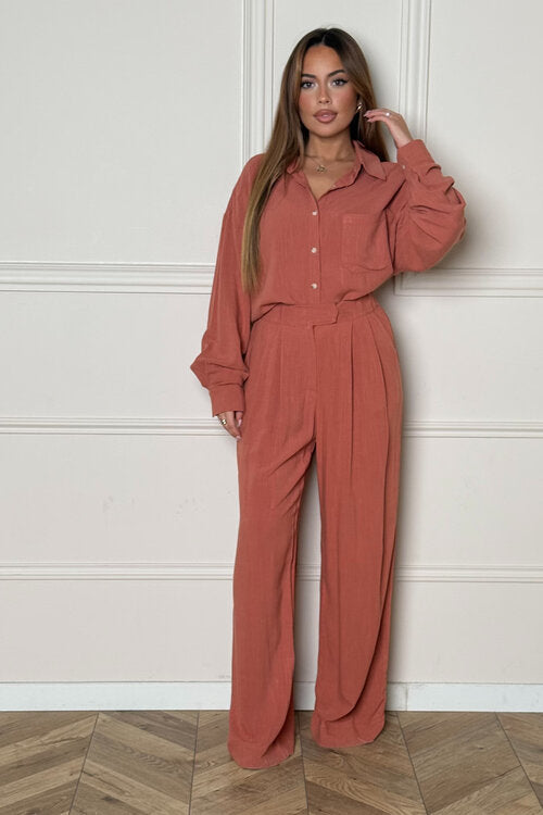 Pantalon à Pinces Ample en Lin
