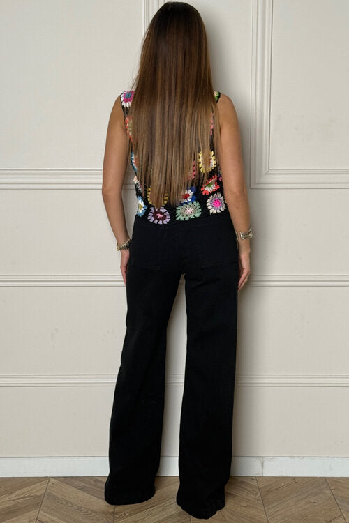 Jeans Femme Wide Leg Surpiqûres - Style Moderne Tendance