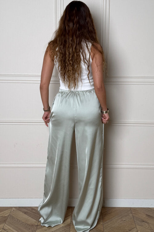 Pantalon Coupe Droite Satiné Femme