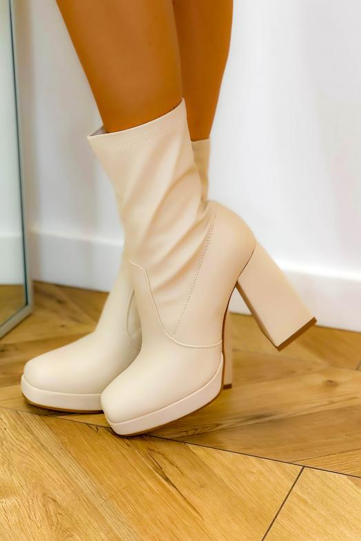Bottines Talons Carré à Plateforme Femme