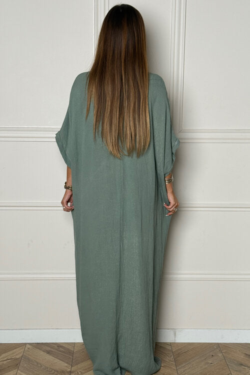 Robe Ample Col V + Pierres Femme
