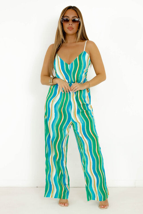 Combinaison Pantalon Imprimée Vagues Colorées