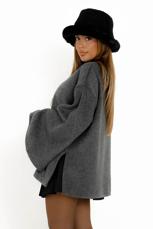 Pull Feutré Femme Manches Cape Fendue - Style Élégant et Confortable
