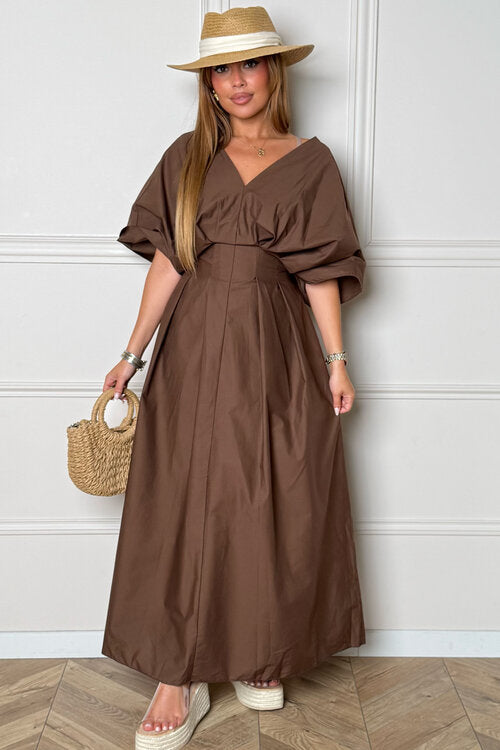 Robe Col V à Pinces Femme