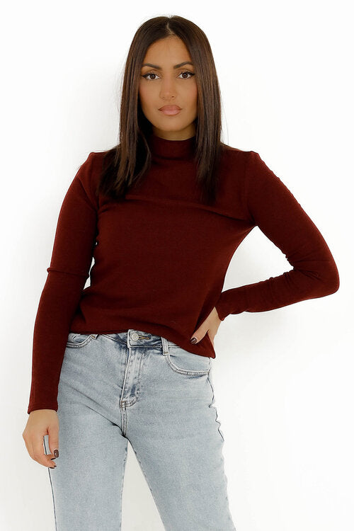 Pull Basic Col Mao Femme
