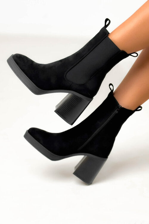 Bottines Suédine Talons Carrés