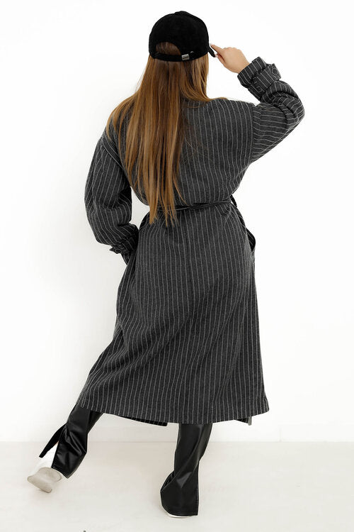 Trench Rayé Mi-long Femme