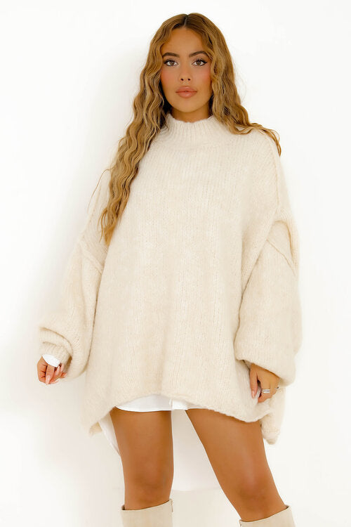 Pull Robe Ample Col Montant