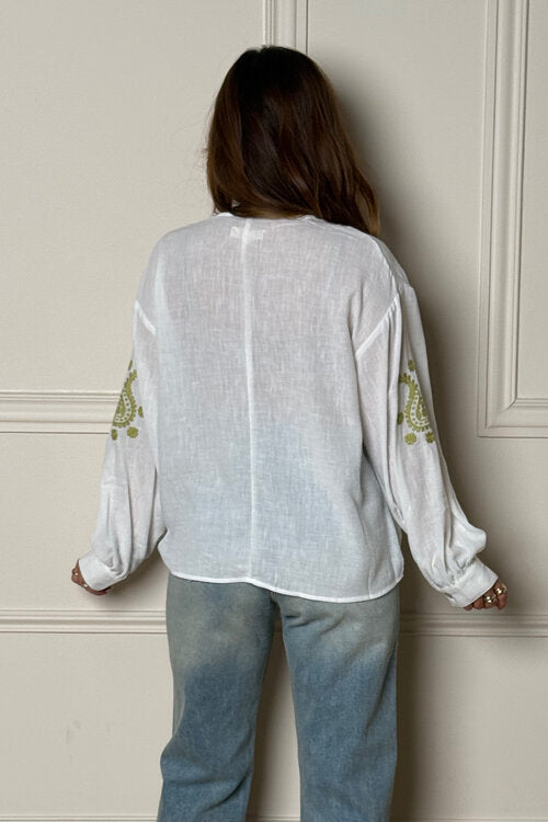Blouse Broderie Col V