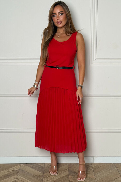 Robe bas plissée avec ceinture femme élégante style sophistiqué BLOOSHOP

