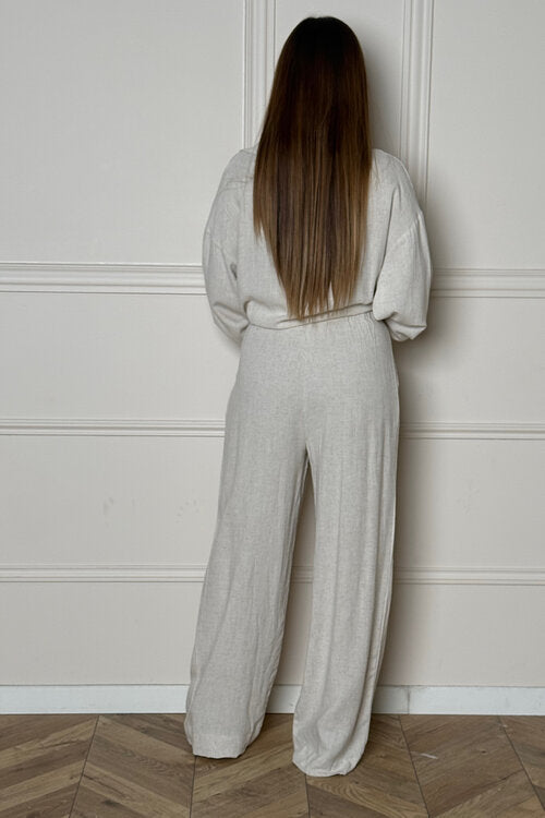 Pantalon à Pinces Ample en Lin