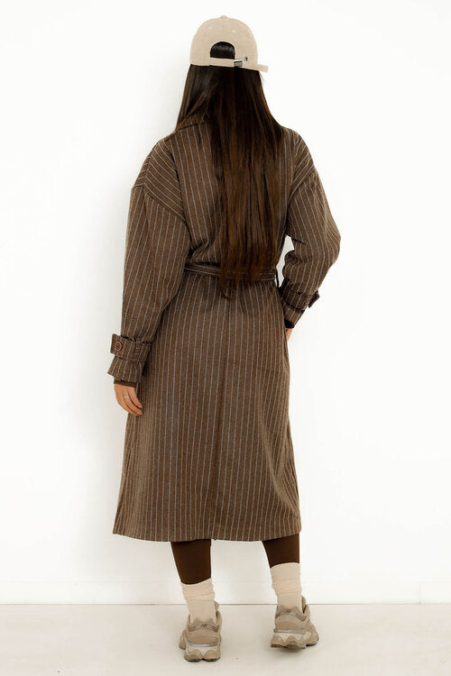 Trench Rayé Mi-long Femme