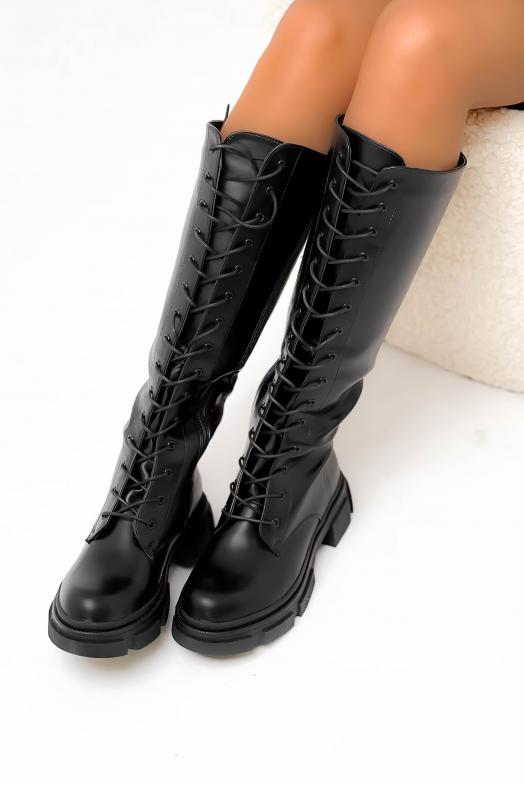 Bottes Femme à Lacets Noir