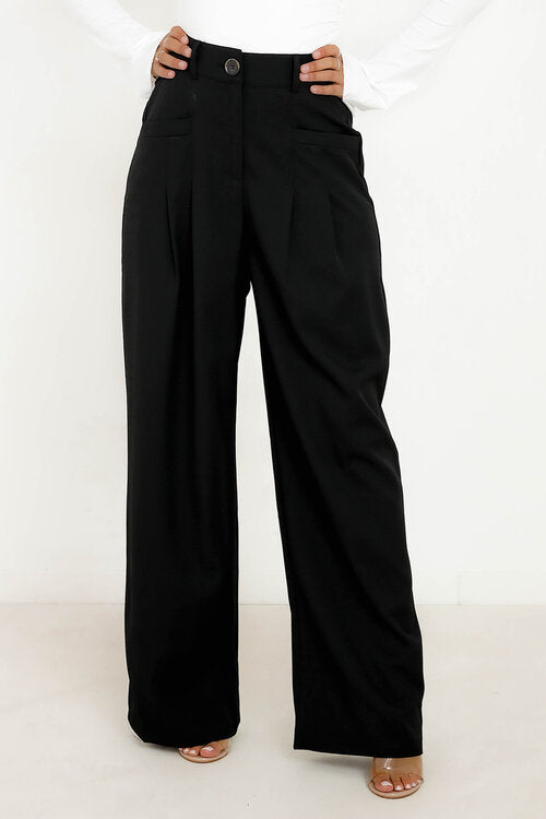 Pantalon à Pinces Poches Droites Femme
