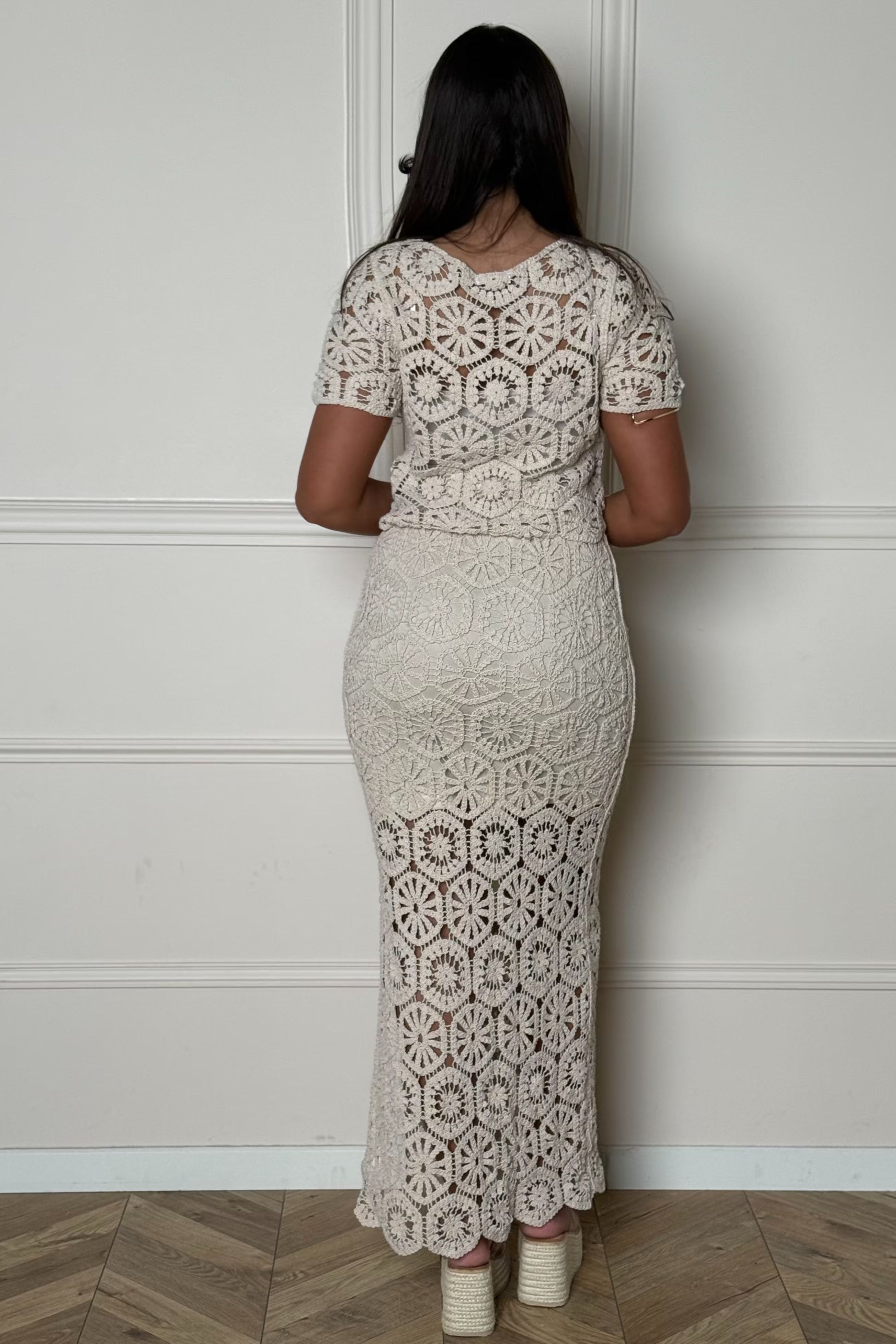 Ensemble Crochet Bohème Gilet + Jupe - Style Artisanal Femme