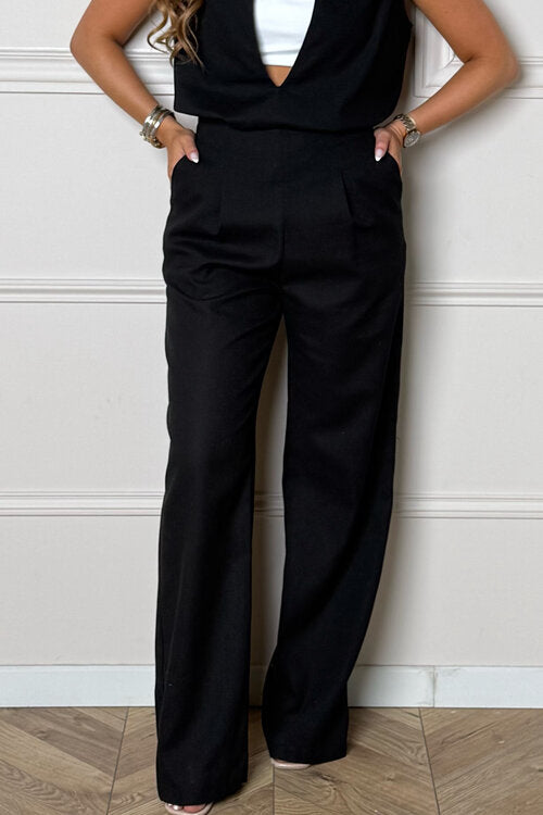 Pantalon en Lin à Pinces + Poches