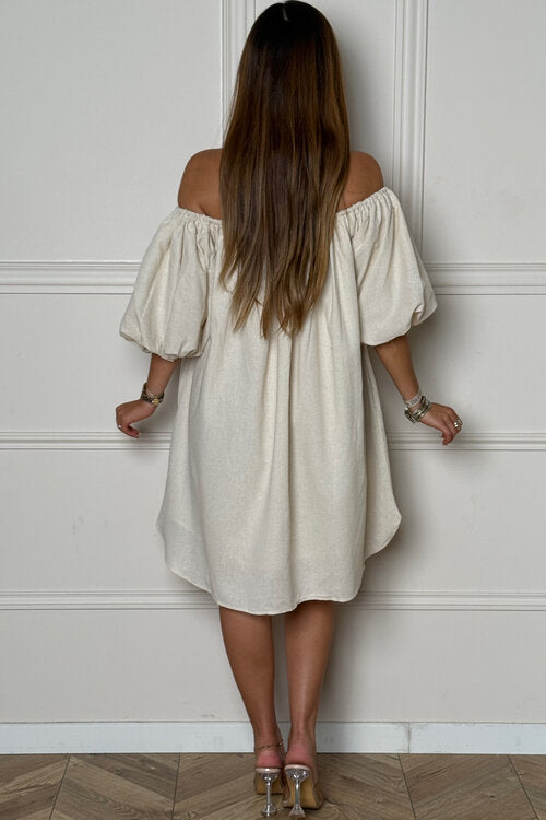 Robe Bardot Manches Boules Femme