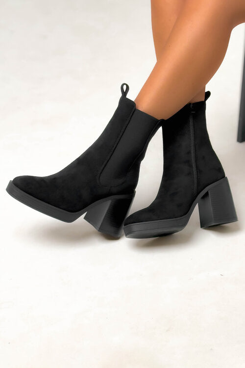 Bottines Suédine Talons Carrés