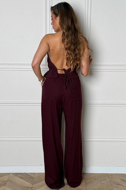 Pantalon en Lin Coupe Large + Poches