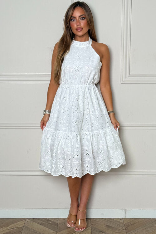 Robe Col Mao Broderie Anglaise Femme