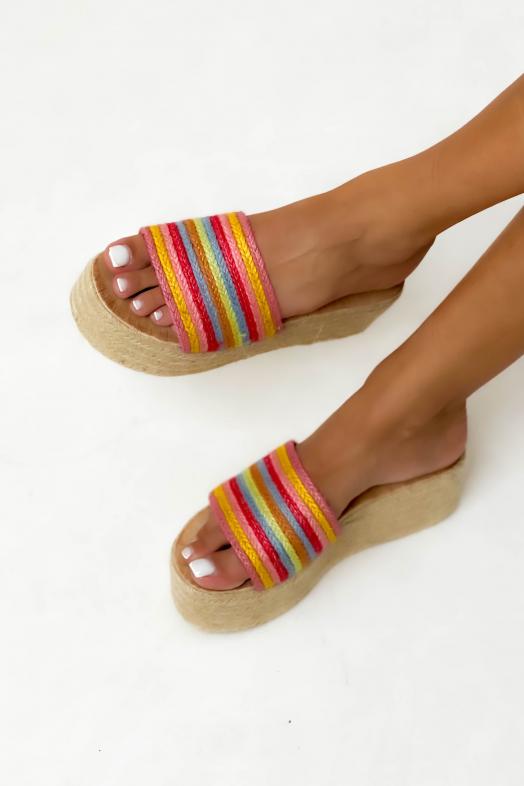 Espadrilles Paille Colorée Multicolore Femme