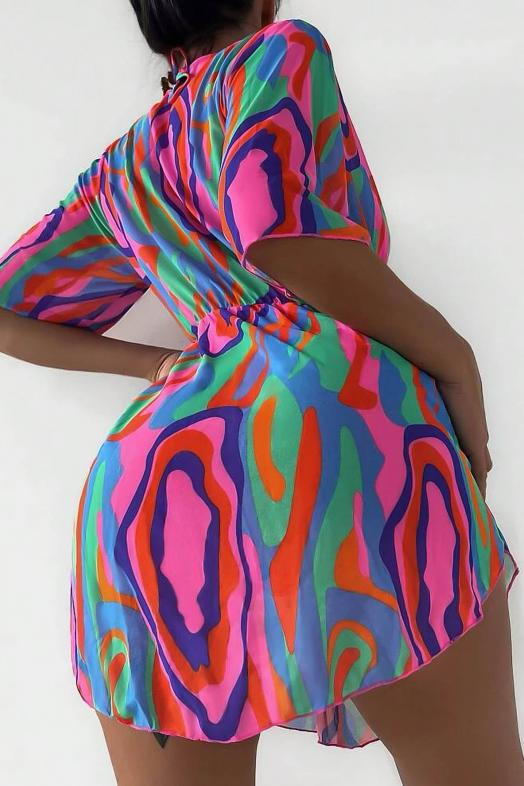 Maillot de Bain + Robe Imprimée Femme Multicolore