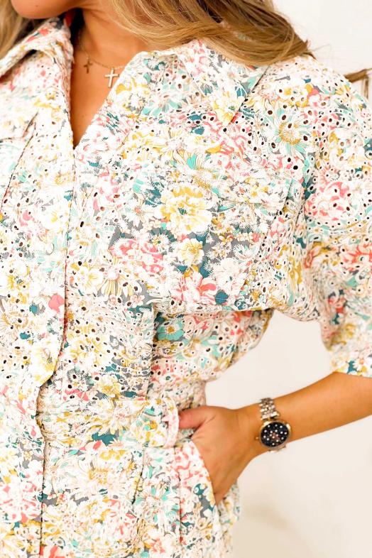 Combishort Broderie Anglaise Imprimé Multicolore