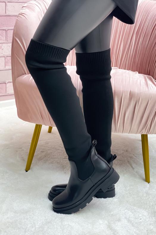 Cuissardes Chaussettes Femme Noir