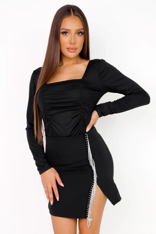 Jupe Tube Strass Femme Noir
