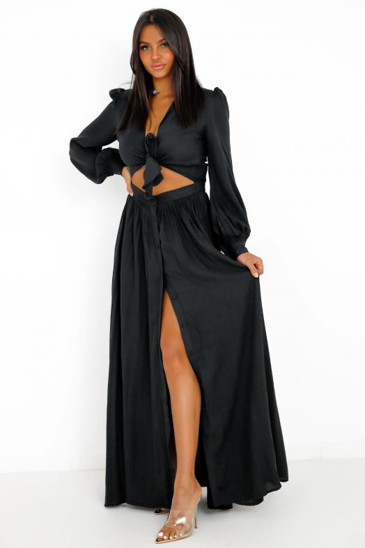 Robe Bas Plissé Femme Noir