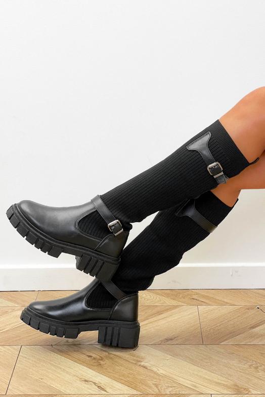 Bottes Chaussettes + Sangles Noir