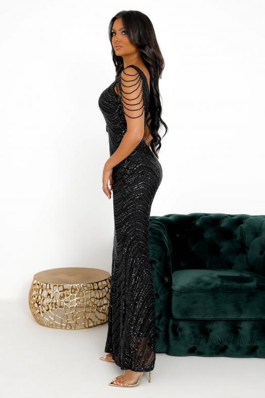 Robe Paillettes Femmes Noir