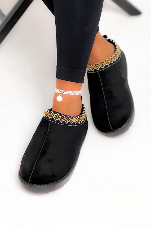 Chaussons Boot's Surpiqures Femme Noir