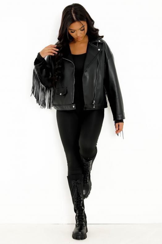Perfecto à Franges Femme Noir